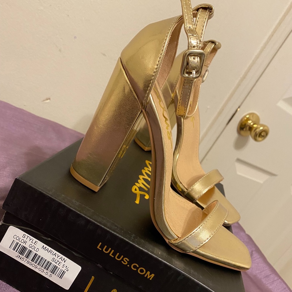 Lulus Mariayan Gold Heels